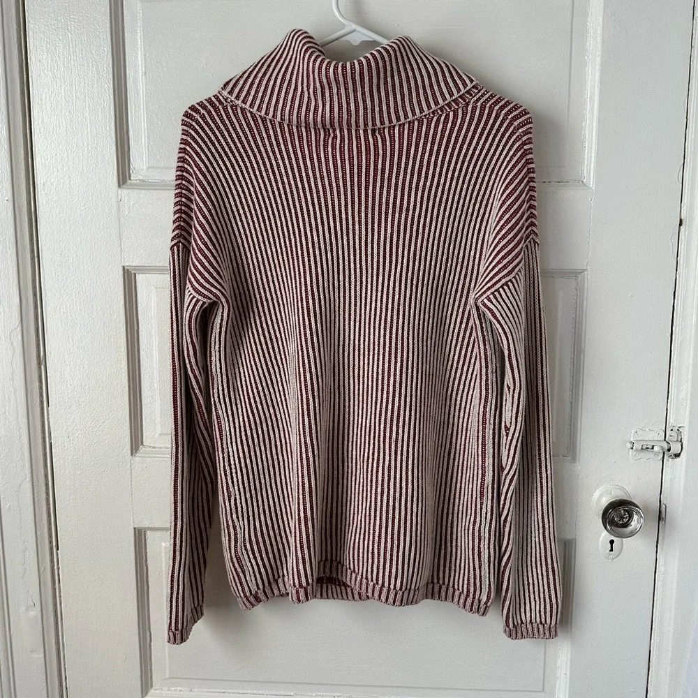 3/$20 💥 Rachel Zoe Burgundy‎ Chunky Ribbed Knit Cowl Neck Sweater Cotton Blend